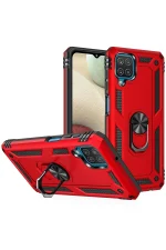 Newface Samsung Galaxy A22 Kılıf Sofya Yüzüklü Silikon Kapak - Kırmızı - Görsel 2