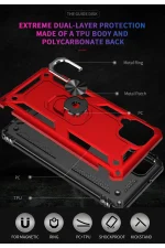 Newface Samsung Galaxy A22 Kılıf Sofya Yüzüklü Silikon Kapak - Kırmızı - Görsel 5