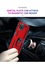 Newface Samsung Galaxy A22 Kılıf Sofya Yüzüklü Silikon Kapak - Kırmızı - Görsel 6