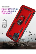 Newface Samsung Galaxy A22 Kılıf Sofya Yüzüklü Silikon Kapak - Kırmızı - Görsel 7