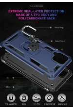 Newface Samsung Galaxy A22 Kılıf Sofya Yüzüklü Silikon Kapak - Lacivert - Görsel 5