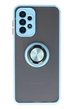 Newface Samsung Galaxy A23 4G Kılıf Montreal Yüzüklü Silikon Kapak - Buz Mavi