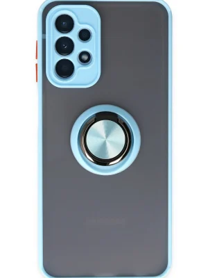 Newface Samsung Galaxy A23 4G Kılıf Montreal Yüzüklü Silikon Kapak - Buz Mavi