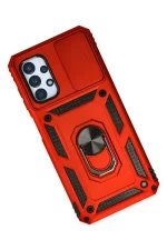 Newface Samsung Galaxy A23 4G Kılıf Pars Lens Yüzüklü Silikon - Kırmızı - Görsel 3