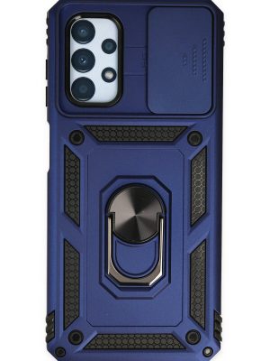 Newface Samsung Galaxy A23 4G Kılıf Pars Lens Yüzüklü Silikon - Lacivert