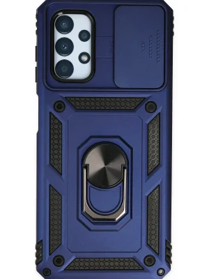 Newface Samsung Galaxy A23 4G Kılıf Pars Lens Yüzüklü Silikon - Lacivert