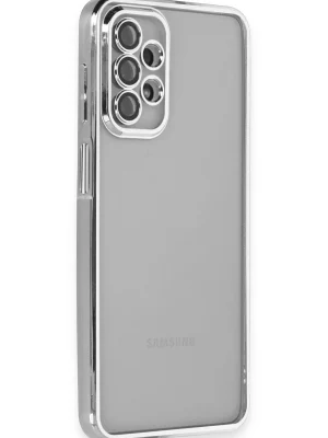 Newface Samsung Galaxy A23 4G Kılıf Razer Lensli Silikon - Gümüş