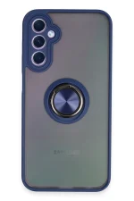 Newface Samsung Galaxy A24 4G Kılıf Montreal Yüzüklü Silikon Kapak - Lacivert