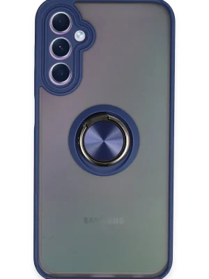 Newface Samsung Galaxy A24 4G Kılıf Montreal Yüzüklü Silikon Kapak - Lacivert