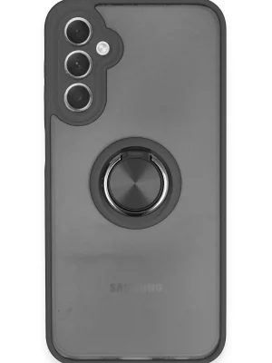 Newface Samsung Galaxy A24 4G Kılıf Montreal Yüzüklü Silikon Kapak - Siyah