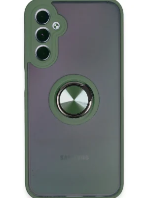 Newface Samsung Galaxy A24 4G Kılıf Montreal Yüzüklü Silikon Kapak - Yeşil