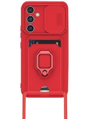 Newface Samsung Galaxy A24 4G Kılıf Zuma Kartvizitli Yüzüklü Silikon - Kırmızı