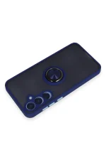 Newface Samsung Galaxy A25 5G Kılıf Montreal Yüzüklü Silikon Kapak - Lacivert - Görsel 3
