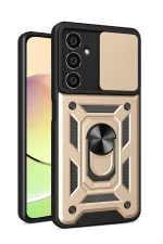 Newface Samsung Galaxy A25 5G Kılıf Pars Lens Yüzüklü Silikon - Gold