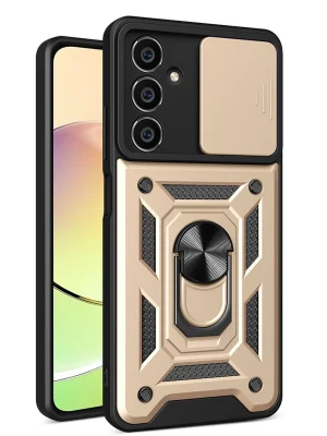 Newface Samsung Galaxy A25 5G Kılıf Pars Lens Yüzüklü Silikon - Gold