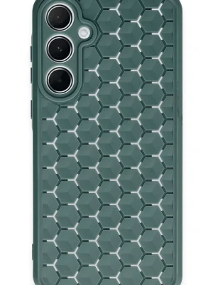 Newface Samsung Galaxy A25 5G Kılıf Petek Silikon Kapak - Koyu Yeşil