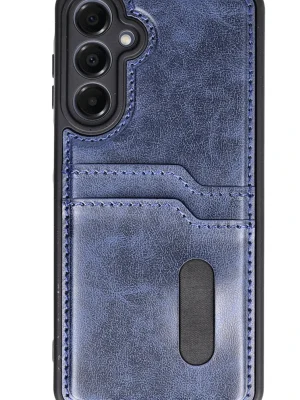 Newface Samsung Galaxy A25 5G Kılıf Sara Kartvizitli Deri Kılıf - Lacivert