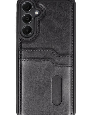 Newface Samsung Galaxy A25 5G Kılıf Sara Kartvizitli Deri Kılıf - Siyah
