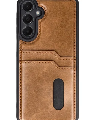 Newface Samsung Galaxy A25 5G Kılıf Sara Kartvizitli Deri Kılıf - Taba