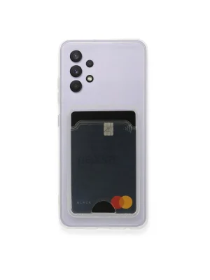 Newface Samsung Galaxy A32 Kılıf Kart Şeffaf Silikon - Şeffaf