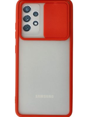 Newface Samsung Galaxy A32 Kılıf Palm Buzlu Kamera Sürgülü Silikon - Kırmızı