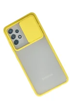 Newface Samsung Galaxy A32 Kılıf Palm Buzlu Kamera Sürgülü Silikon - Sarı - Görsel 2