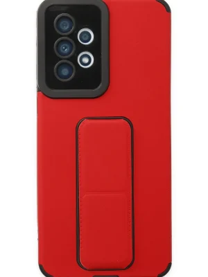 Newface Samsung Galaxy A33 5G Kılıf Mega Standlı Silikon - Kırmızı