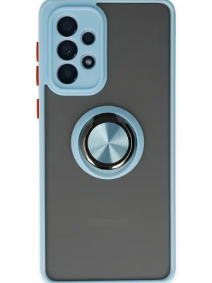 Newface Samsung Galaxy A33 5G Kılıf Montreal Yüzüklü Silikon Kapak - Buz Mavi
