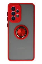 Newface Samsung Galaxy A33 5G Kılıf Montreal Yüzüklü Silikon Kapak - Kırmızı