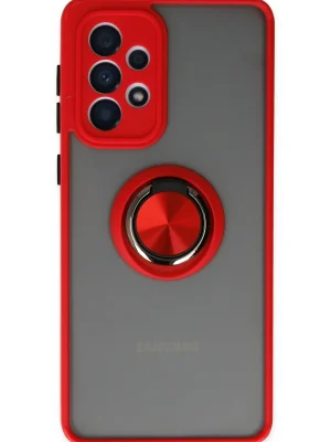 Newface Samsung Galaxy A33 5G Kılıf Montreal Yüzüklü Silikon Kapak - Kırmızı