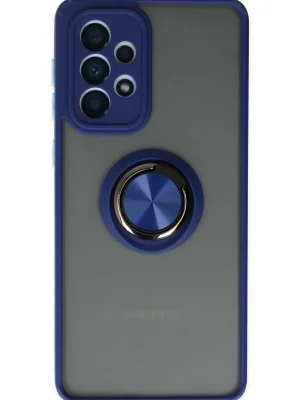 Newface Samsung Galaxy A33 5G Kılıf Montreal Yüzüklü Silikon Kapak - Lacivert