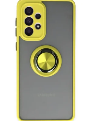 Newface Samsung Galaxy A33 5G Kılıf Montreal Yüzüklü Silikon Kapak - Sarı