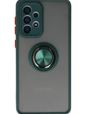 Newface Samsung Galaxy A33 5G Kılıf Montreal Yüzüklü Silikon Kapak - Yeşil