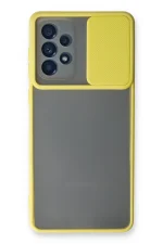 Newface Samsung Galaxy A33 5G Kılıf Palm Buzlu Kamera Sürgülü Silikon - Sarı