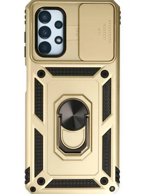 Newface Samsung Galaxy A33 5G Kılıf Pars Lens Yüzüklü Silikon - Gold