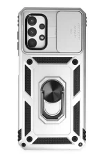 Newface Samsung Galaxy A33 5G Kılıf Pars Lens Yüzüklü Silikon - Gümüş