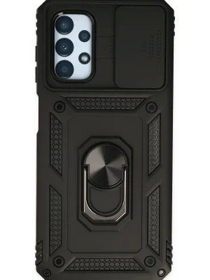 Newface Samsung Galaxy A33 5G Kılıf Pars Lens Yüzüklü Silikon - Siyah