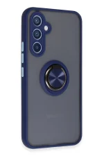 Newface Samsung Galaxy A34 5G Kılıf Montreal Yüzüklü Silikon Kapak - Lacivert - Görsel 2