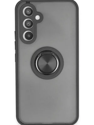 Newface Samsung Galaxy A34 5G Kılıf Montreal Yüzüklü Silikon Kapak - Siyah