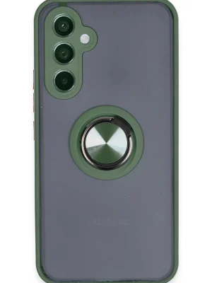 Newface Samsung Galaxy A34 5G Kılıf Montreal Yüzüklü Silikon Kapak - Yeşil