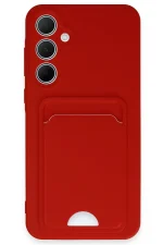 Newface Samsung Galaxy A35 5G Kılıf Kelvin Kartvizitli Silikon - Kırmızı