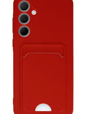 Newface Samsung Galaxy A35 5G Kılıf Kelvin Kartvizitli Silikon - Kırmızı