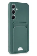 Newface Samsung Galaxy A35 5G Kılıf Kelvin Kartvizitli Silikon - Koyu Yeşil - Görsel 2