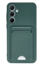 Newface Samsung Galaxy A35 5G Kılıf Kelvin Kartvizitli Silikon - Koyu Yeşil