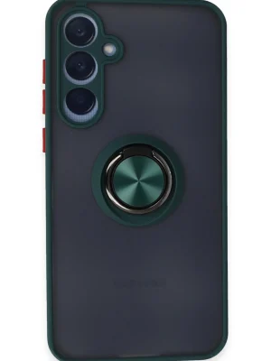 Newface Samsung Galaxy A35 5G Kılıf Montreal Yüzüklü Silikon Kapak - Yeşil