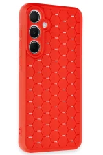 Newface Samsung Galaxy A35 5G Kılıf Petek Silikon Kapak - Kırmızı - Görsel 2