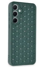 Newface Samsung Galaxy A35 5G Kılıf Petek Silikon Kapak - Koyu Yeşil - Görsel 2