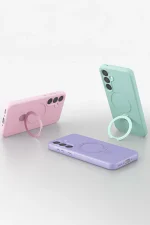 Newface Samsung Galaxy A35 5G Regal Magsafe Standlı Kapak - Lacivert - Görsel 5