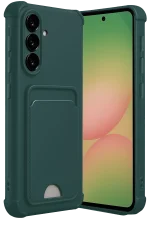 Newface Samsung Galaxy A36 Kılıf Kelvin Kartvizitli Silikon - Koyu Yeşil