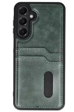 Newface Samsung Galaxy A36 Kılıf Sara Kartvizitli Deri Kılıf - Koyu Yeşil